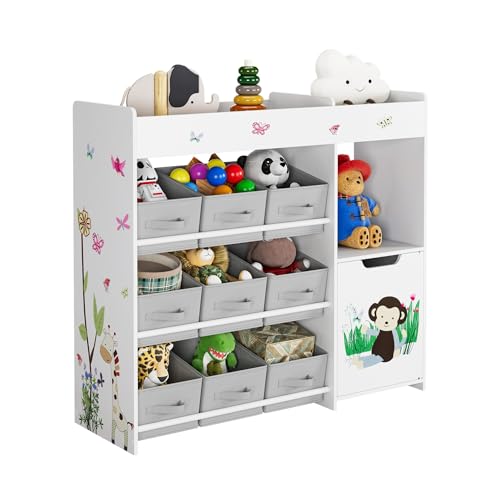Hocsok Spielzeugregal Kinderregal Mit 9 Aufbewahrungsboxen Spielzeug Organizer