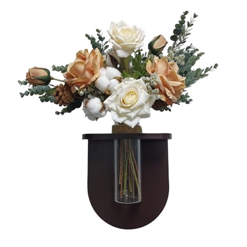 Wonder Space Wandmontierte Blumenvase Holzschweberegalhalter Nat Rlicher H