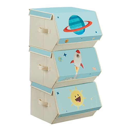 Songmics Aufbewahrungsbox Kinder 3er Set Faltboxen Spielzeugkiste Mit