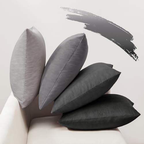 Softalker Kissenbezug 40x40 Grau Samt 4er Set Kissenh
