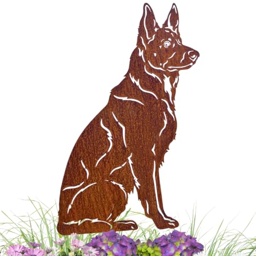 Terma Stahldesign Edelrost Gartenstecker Hund Deutscher Sch Ferhund