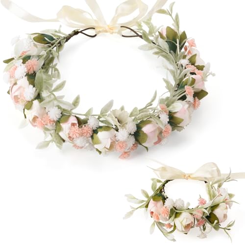 Blumenkranz Blume Krone Stirnband Rose Braut Haarschmuck Mit