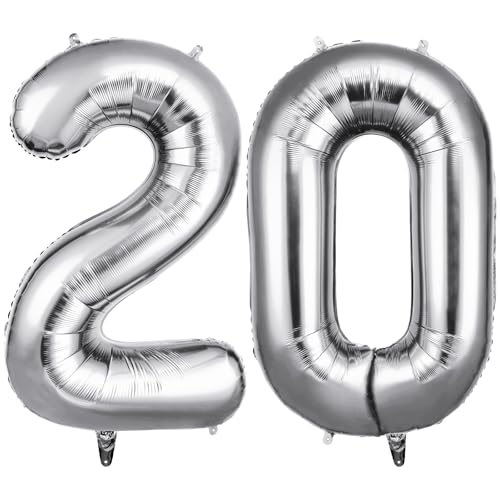 Offcup Zahlen Luftballon 20 Geburtstag Silber Folienballon Zahl