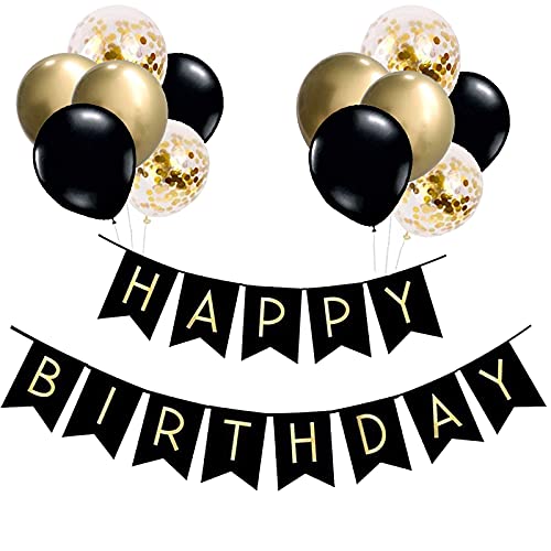 Luftballons Geburtstag Dekoration Set Schwarz Gold Geburtstagsdeko Happy