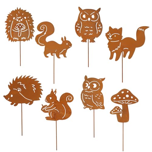 Verluky 8er Gartenstecker Herbst Rost Mit Igel Eule