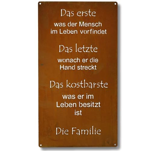 Rostikal Spruchtafel Familie 30x15 Cm Edelrost Metall Gartenschilder