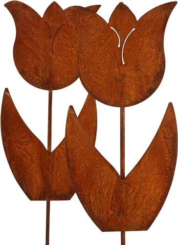 Bornh Ft Gartenstecker 2er Set Blume Metall Rost