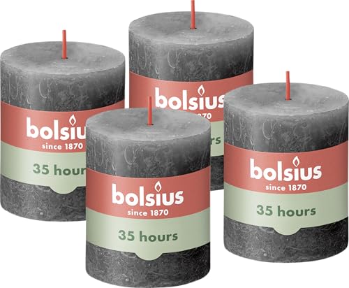 Bolsius Rustik Stumpenkerzen Anthrazit Set 4 St Ck