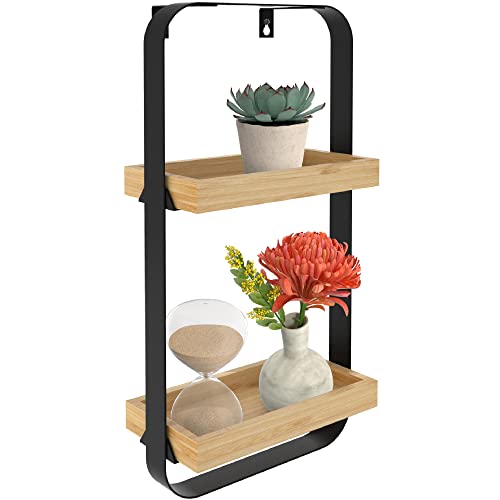 Gadgy Wandregal Schwarz Metall 100 Bambus F R