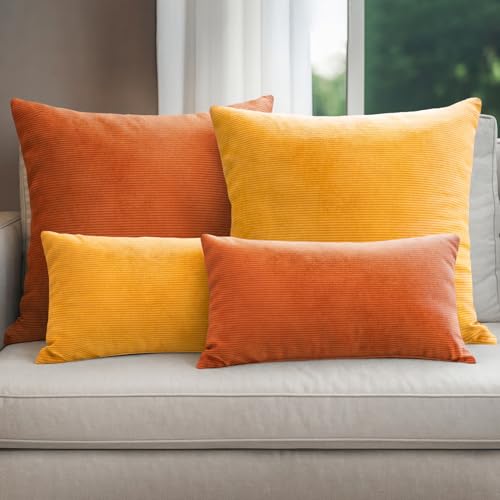 Selfitex 4er Set Cord Sofakissen 2x 30x50 2x