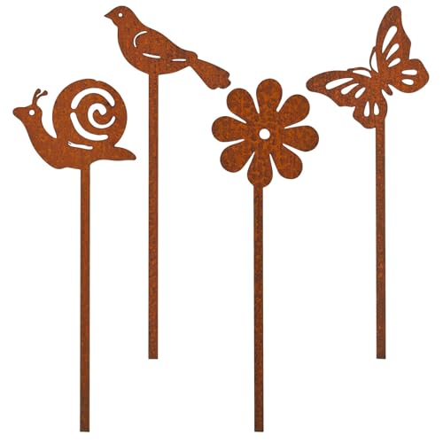 4 St Ck Gartendeko Rost Gartenstecker Rost Fr