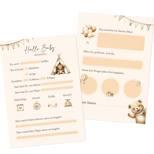 Betessin Babyparty Spiele Karten 25 Baby Shower Ratespiel