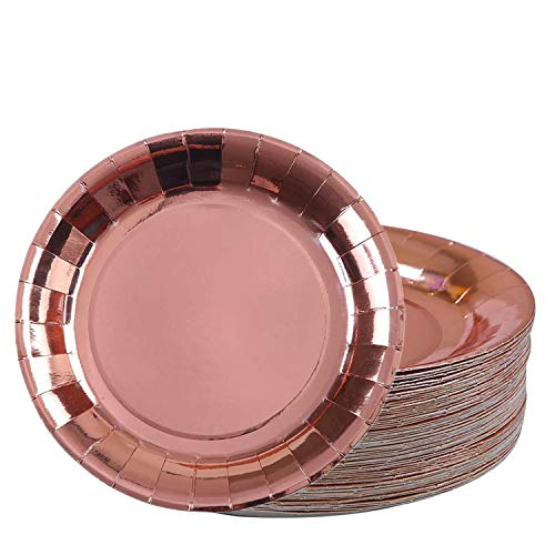 Topways Ros Gold Geburtstagsdeko Pappteller 18cm Papier Geschirr