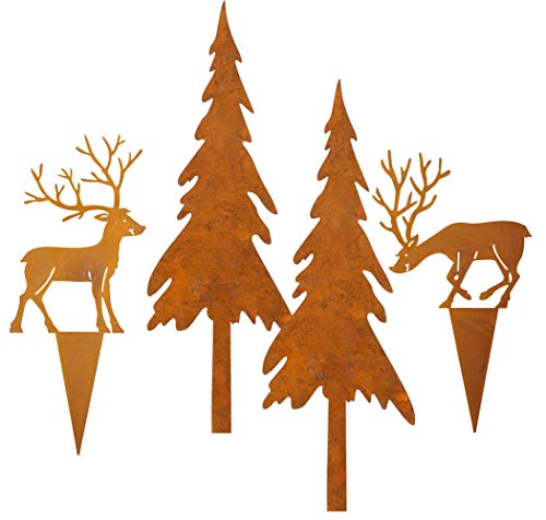 Storm S Gartenzaubereien Gartenstecker Hirsch Mit Tannen 4er