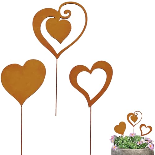 Gartenstecker Rost Herzen Gartendeko F R Drau En