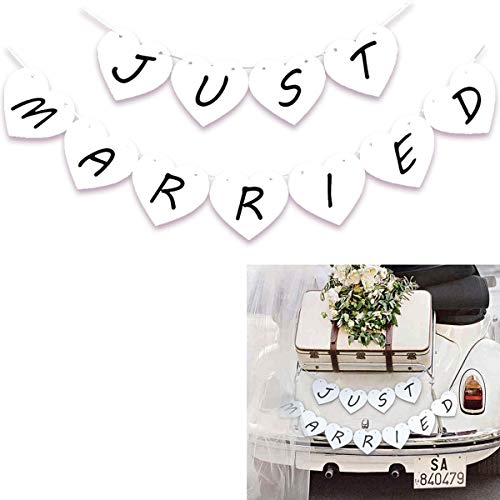 Hochzeitsdeko Frisch Verheiratet Girlande Just Married Banner Weiss