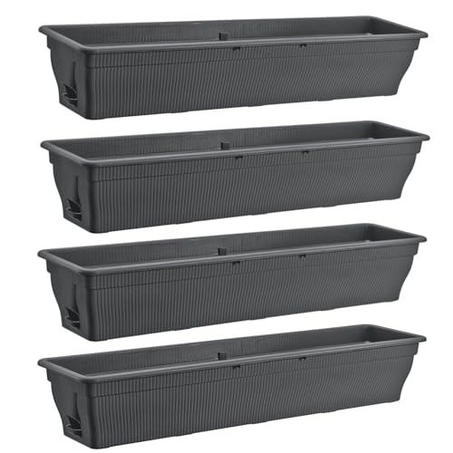 4x Balkonkasten 100cm Blumenkasten Mit Wasserspeicher Anthrazit 25