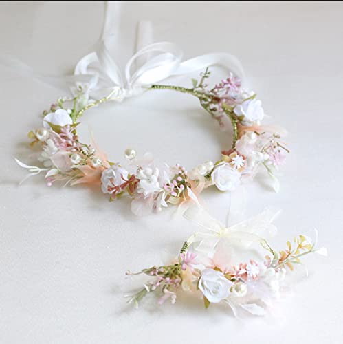 Flower Headband Pearl Blumenkranz Haare Braut Haarschmuck Blumen