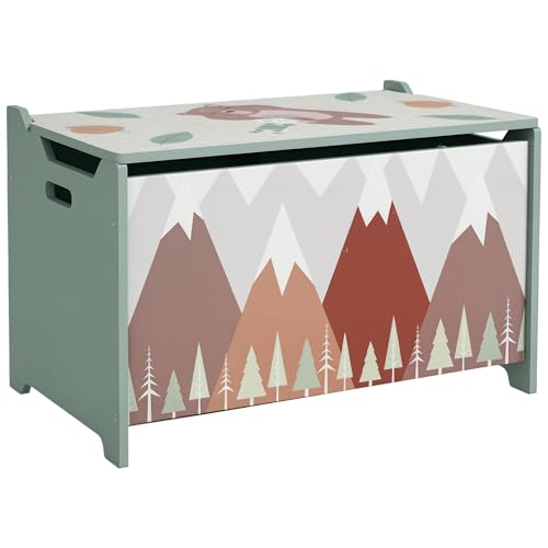Zonekiz Spielzeugkiste Aufbewahrungsbox Mit Aufklappbarem Deckel Sicherheitsscharnier Spielzeugtruhe