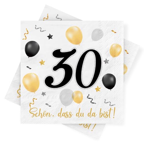 Servietten 30 Geburtstag 30 St Ck Schwarze Gold