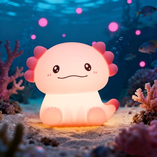 Jvurice Axolotl Nachtlicht Kinder Silikon Lampe Dimmbar Tier