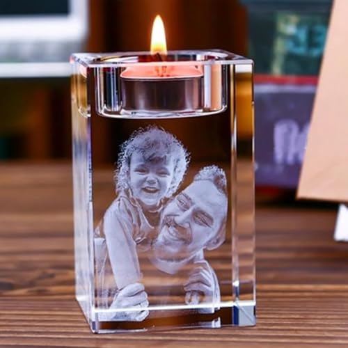 Personalisierte 3d Foto Glas Kerze Halter Benutzerdefinierte Graviert
