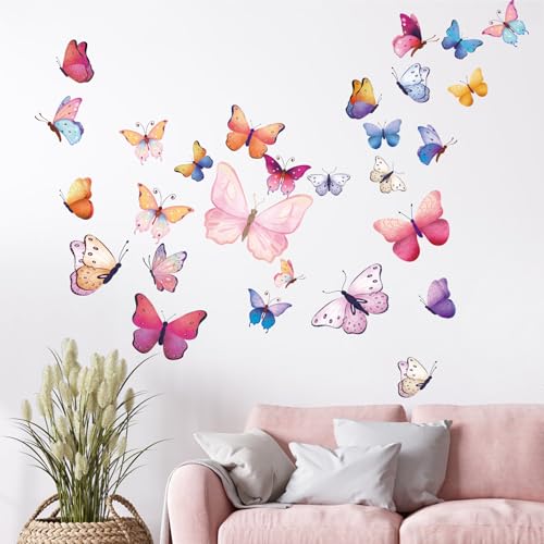Schmetterlinge Wandtattoo Kinderzimmer Bunt Wandsticker Aquarell Schmetterlinge Wandaufkleber