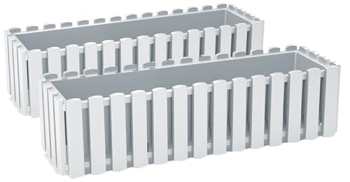 Tymar Blumenkasten Landhausstil Balkonkasten Lattenoptik Pflanzkasten Landhaus 2er