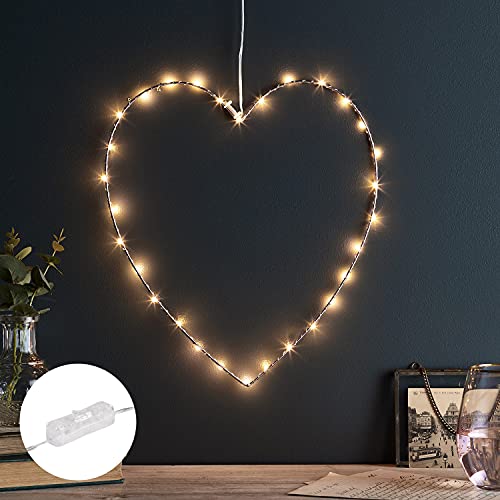 Lights4fun 30er Micro Led Lichter Herz Silhouette Warmes