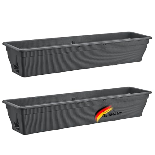 Buri 2x Blumenkasten 100cm Balkonkasten Mit Wasserspeicher Anthrazit