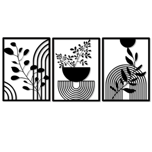 Pduoduo 3 Paneele Abstrakte Boho Metall Wanddekoration Moderne