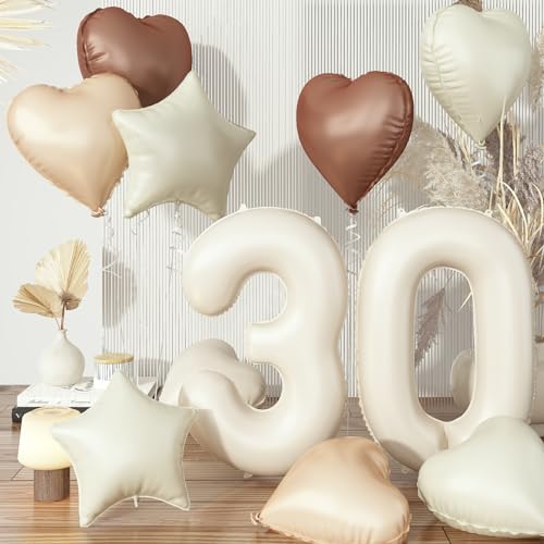 Luftballons Zahlen 30 Creme Beige Braun Ballon Zahl