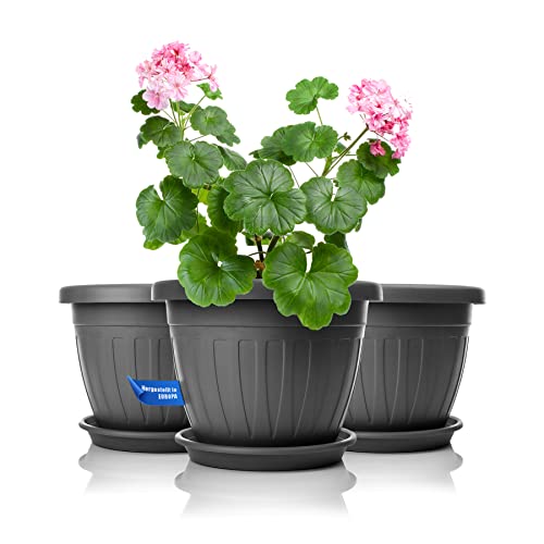 Bigdean 3x Blumentopf Mit Untersetzer Rund 28xh20 Cm