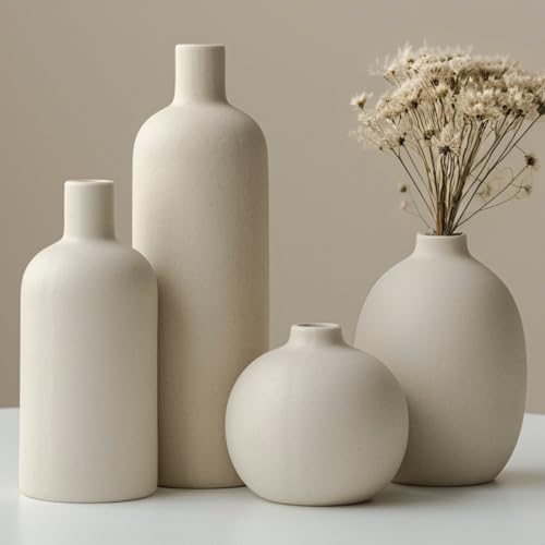 Moderne Vasen Set 4 Teilig Keramik Morandi Farben