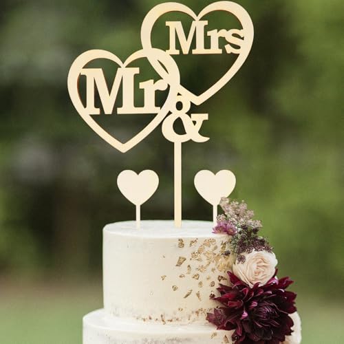 Holz Cake Topper Hochzeit Mr Mrs Deko Hochzeit