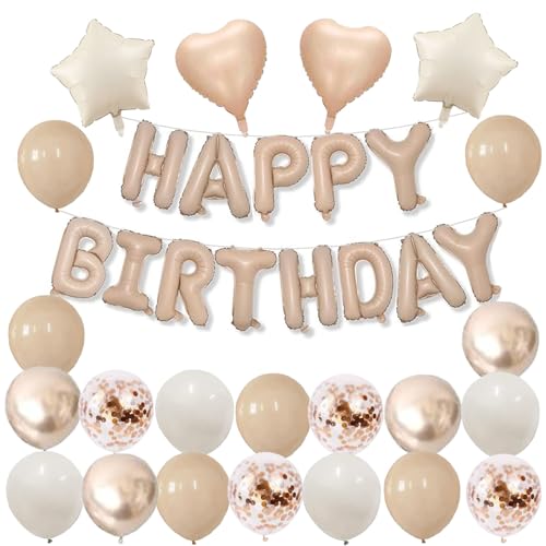 Geburtstagsdeko Beige Happy Birthday Ballons Luftballons Beige Cr