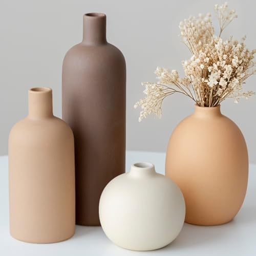 Moderne Vasen Set 4 Teilig Keramik Morandi Farben