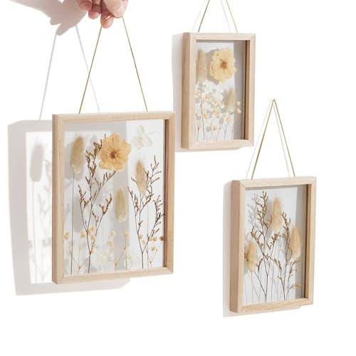 Wpajirzo Wanddeko Boho Style 3er Set Holzrahmen Mit