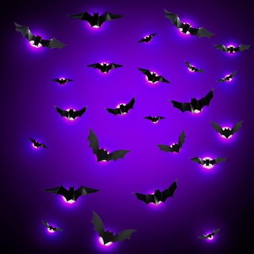 Halloween Deko 24 St Ck Led Lila Fledermaus