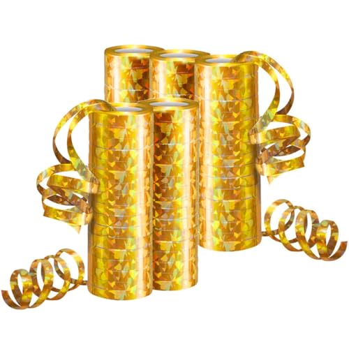 Silvester Deko 2026 Luftschlangen Metallic Gold 5 Rollen