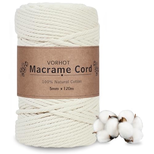 Vorhot Makramee Garn 5mm X 120m Beige Baumwollkordel