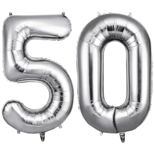Offcup Zahlen Luftballon 50 Geburtstag Silber Folienballon Zahl