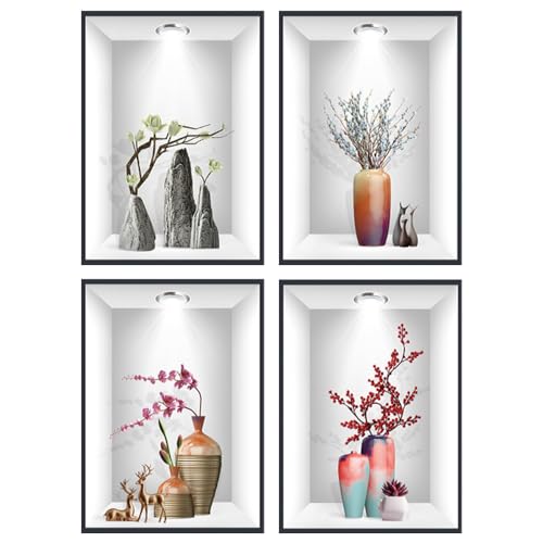 Dousella 4 St Ck 3d Wandsticker Vase Wandtattoo