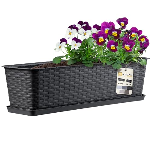 Kadax Blumenkasten 60 Cm Anthrazit Mit Untersetzer Rattan