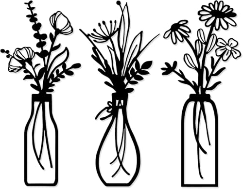 Sunaiad Wanddeko Metall Schwarz Blumen K Che Wanddekoration