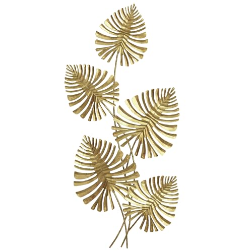 Homcom Wanddeko Wandbild Monstera Wanddekoration Metallbild Wandskulptur Mit