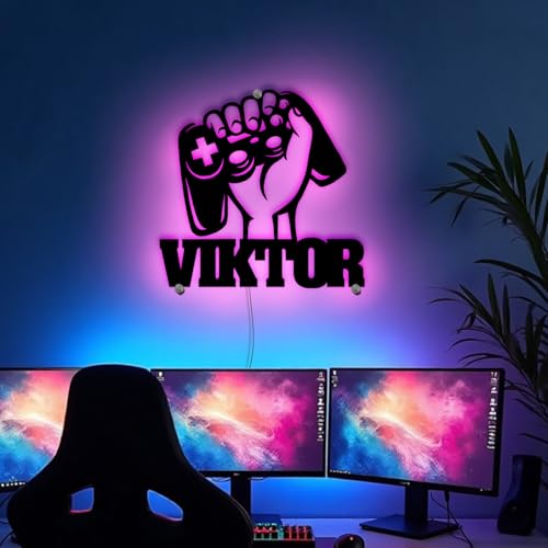 Namofactur Personalisiertes Gamer Led Schild Hdf Schwarz Gaming