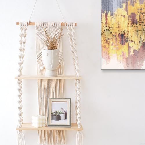 Bodygad Wandregal Holz Makramee Wandbehang Deko Badezimmer Schweberegal