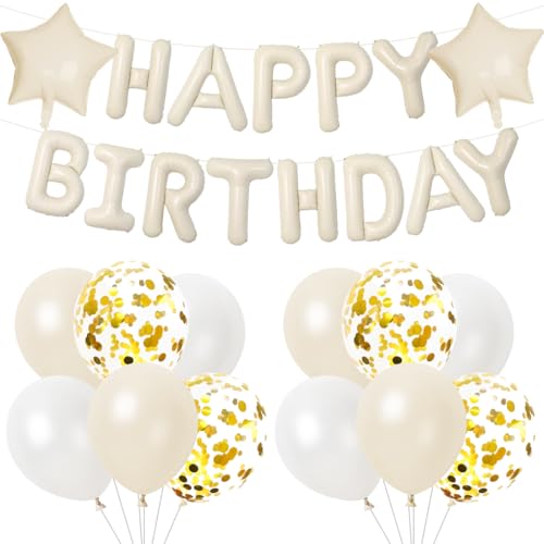 Luftballons Geburtstag Dekoration Creme Wei Happy Birthday Luftballon