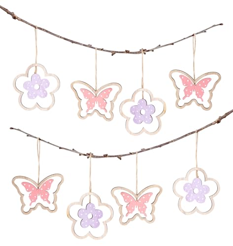 8er Set Holz Anh Nger Schmetterling Blume Natur